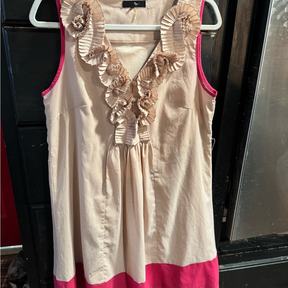 Ryu Beige and Pink Sleeveless Dress